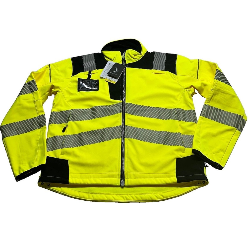 PORTWEST PW3 HI ViS Softshell Jacket Waterproof Windproof Safety Work Coat T402